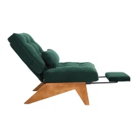 Cozy Reclining Accent Chair with Foldable Ottoman and Lumbar Pillow, Soft Adjustable Lounger for Living Room, 127L x 73W x 90H cm, Emerald(m-15)
