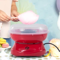 HOMCOM Macchina per Zucchero Filato in PP, Acciaio Inox e Alluminio 450W 27 x 26 x 18cm Rosso(m-10)