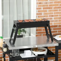 Outsunny Barbecue a Carbonella Portatile con Gambe Pieghevoli e Vassoio Estraibile, 74x20x38cm, Nero(m-2)