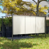 Outsunny 3 x 4m Metal Pergola with Retractable Roof and Roller Shade, Free Standing Gazebo Canopy Pergola Kit, UPF30+ Outdoor Sun Shelter, Beige(m-12)