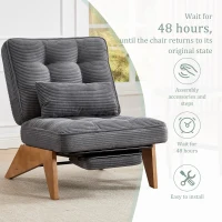 Cozy Reclining Accent Chair with Foldable Ottoman and Lumbar Pillow, Soft Adjustable Lounger for Living Room, 127L x 73W x 90H cm, Dark Gray(m-4)