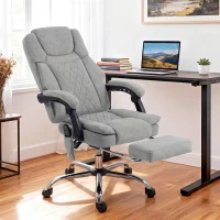 HOMCOM Office Chair with 6-Point Vibration Massage and Heat, Executive Computer Desk Chair with High Back, Reclining, Grey(m-10)