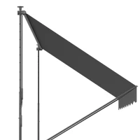 Outsunny Toldo Manual Retrátil Ajustável 300x170x200-290 cm com Manivela Proteção Solar UV40+ para Varanda Jardim Cinza(m-9)