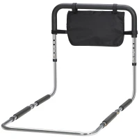 HOMCOM Barre d'appui lit barrière sécurisée protection poignée réglable 5 hauteurs pochette rangement 87Lx51,5lx45-55H cm(m-12)