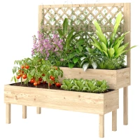 Outsunny Raised Garden Bed 2-Tier Stepped Design Planter Box with Trellis for Climbing Plants 108x62x120 cm(m-11)