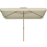 Outsunny Ombrellone Rettangolare da Giardino 2x3 m con Bordo a Balze e Manovella, in Metallo e Poliestere, Beige(m-11)