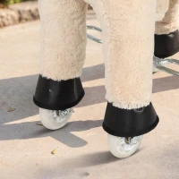 AIYAPLAY Cheval à bascule en peluche avec tête rotative, roues roulantes et sons de hennissement, dès 2 ans, marron clair(m-11)