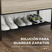 HOMCOM Banco Recibidor con Tapa Abatible Mueble Zapatero con Compartimento Oculto y Estante de Rejilla 84x39,5x61 cm Roble(m-4)