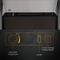HOMCOM 2KW Stainless Steel Electric Fireplace Pebble Burning Effect Heater Fire Flame Indoor Stove LED Lighting(m-5)