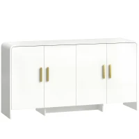 HOMCOM Aparador de Cozinha com 4 Prateleiras 4 Portas com Fecho Suave Móvel para TV de 72 Polegadas 152x40x80 cm Branco(m-1)