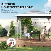 Outsunny Pavillon 3,5 x 3,5 m Wasserdicht Höhenverstellbar Pop-up Faltpavillon mit Ein-Knopf-Aufbau Doppeldach, UV 50+(m-7)