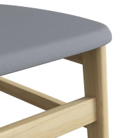 HOMCOM Lote de 2 Sillas de Comedor, Sillas de Cocina, Asientos Acolchados en Lino, Respaldo Curvado, Gris y Madera Natural(m-7)