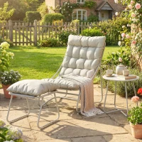 Outsunny Bistro Set for Garden, 3 Piece Outdoor Table and Chair with Footstool and Removable Cushions, Comfy Balcony Furniture(m-10)