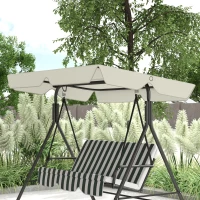 Outsunny Tetto di Ricambio per Dondolo 3 Posti Impermeabile in Tessuto Oxford Bianco Crema, 210x145 cm(m-7)