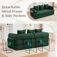 Cozy Compressible Folding Sofa with Detachable Metal Frame, Soft Modular Sectional Couch for Small Apartment, 110L x 33W x 33H cm, Emerald(m-7)