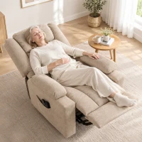 HOMCOM Poltrona Elétrica Levantadora com Massagem Vibratória e Função de Aquecimento Poltrona Relax com Acabamento em Veludo e Acolchoamento com Molas Ensacadas Creme Branco(m-4)