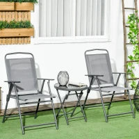 Outsunny Three-Piece Garden Seat Set, with Glass-Top Table - Light Grey(m-10)