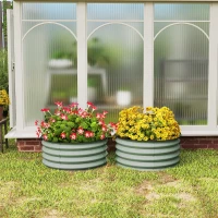 Outsunny Set of 2 Raised Garden Bed, Metal Planter Box with Safety Edging, Easy-to-assemble Stock Tank, Green(m-10)