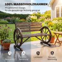 Outsunny Gartenbank 2-Sitzer Sitzbank Holzbank Wagenrad mit Armlehne Landhausstil Tannenholz Braun 105,5 x 59 x 75 cm(m-4)
