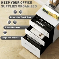 Vinsetto Three-Drawer Steel Filing Cabinet - White(m-4)