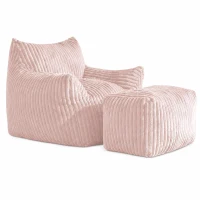 Soft Bean Bag Sofa with High-Quality Sponge and Large Armrests, Cozy Plush Lounger for Bedrooms, 103L x 90W x 70H cm, Pink(m-2)