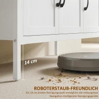 HOMCOM Sideboard mit verstellbaren Einlegeböden, Buffet-Schrank mit 3 Schubladen, 3 Türen , 95 cm, Weiß(m-7)