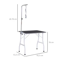 PawHut Trimmtisch für Hunde Hundepflegetisch klappbar, Haustierpflegetisch mit höhenverstellbarem Galgen, Schlingen, rutschfest Oberfläche, Schertisch bis 150 kg, 91,5 x 61,5 x 76 cm, Schwarz(m-3)