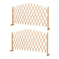 Outsunny 2 Pack Expanding Fence Panels, Wooden Freestanding Garden Fence with Stable Feet, 180 x 30 x 103cm, Brown(m-11)
