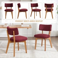 Stylish Mid-Century Dining Chairs with Ergonomic Backrest, Comfortable Upholstered Side Chairs for Dining Room, 47L x 54.5W x 77H cm, Wine Red(m-8)