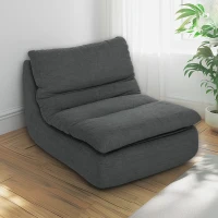 HOMCOM Schaumstoff-Bodensessel, Liegesessel, Lounge-Sessel für Wohnzimmer, Schlafzimmer, Grau(m-8)