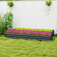Outsunny 60 x 240cm Galvanised Steel Planter, with Open Bottom, Pack of 2(m-8)