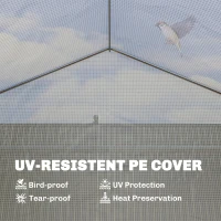Outsunny 4 x 3(m) Walk-in Polytunnel Greenhouse, Zipped Roll Up Sidewalls, Mesh Door, 8 Mesh Windows, Tunnel Warm House Tent with PE Cover, Complimentary Plant Labels and Gloves, White(m-6)