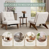 Cozy Reclining Accent Chair with Foldable Ottoman and Lumbar Pillow, Soft Adjustable Lounger for Living Room, 127L x 73W x 90H cm, Beige(m-8)