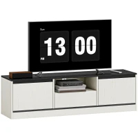 HOMCOM Meuble TV pour Télévision jusqu'à 60" avec 2 Armoires, 1 Étagère Ouverte, 1 Tiroir, Moderne, 140x35x40cm, Noir et Blanc(m-13)