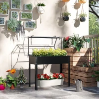 Outsunny Hochbeet mit Gewächshaus-Dach, Erhöhte Pflanzenbox mit Ablauflöchern, 100 x 48 x 124 cm, Schwarz(m-10)