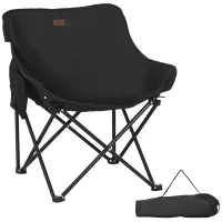 Outsunny Chaise de camping pliable avec sac de transport et pochette latérale compact ultra légère noir(m-1)