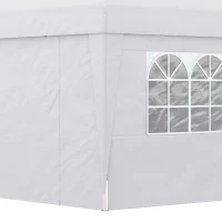 Outsunny Gazebo Pieghevole 3x3 m con Altezza Regolabile, con Design Pop Up e Finestre, Bianco(m-9)