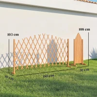 Outsunny 2 Pack Expanding Fence Panels, Wooden Freestanding Garden Fence with Stable Feet, 180 x 30 x 103cm, Brown(m-3)