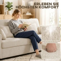HOMCOM Beiges 3-Sitzer-Sofa mit Raindrop-Samtbezug, tiefem Sitz, Federkissen, breiten Armlehnen und 4 Kissen(m-4)