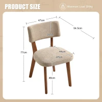 Stylish Mid-Century Dining Chairs with High-Density Foam, Comfortable Upholstered Side Chairs for Dining Room, 47L x 54.5W x 77H cm, Khaki(m-3)