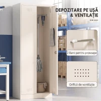 HOMCOM Dulap Mobil Înalt pentru Scule cu Bară pentru Haine, Înalt, Alb Crem(m-6)