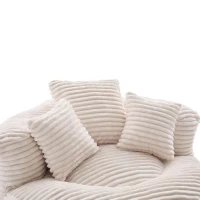 Plush Oversized Bean Bag Chair with High Back & 3 Pillows, Cozy Corduroy Floor Lounger Sofa for Living Room, 108L x 108W x 52H cm, Beige(m-11)