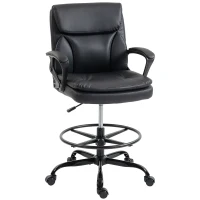 HOMCOM Chaise bureau ergonomique, chaise de dessin réglable en hauteur, repose-pieds réglable, 61 x 61 x 108 cm, noir(m-14)