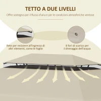 Outsunny Tettuccio di Ricambio per Gazebo da Giardino 3x4m con Tetto a 2 Livelli in Poliestere Beige(m-5)