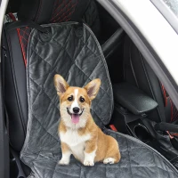 PawHut Funda de Asiento Delantero de Coche para Perro Mascota Protector Antideslizante con Ancla y Correa Envolvente para Camiones Furgonetas SUV 105x46 cm Gris(m-9)