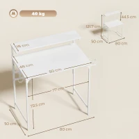 HOMCOM Computer Desk, 80cm Home Office Study Table with Hutch Shelf, Cup Holder, Headphone Hook, White(m-3)