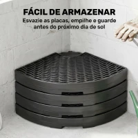 Outsunny Base para Chapéu de Sol de 4 Peças Recarregável com Areia 68 kg ou Água 52 kg para Jardim Pátio ou Terraço Preto(m-6)