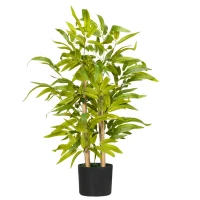 HOMCOM Bambou artificiel plantes artificielles hauteur 60 cm - tronc branches lichen feuilles grand réalisme pot inclus(m-1)