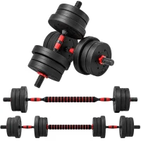 HOMCOM Ensemble d'haltères Courtes Total 20 Kg 2 en 1 poids réglable Barres incluses - entraînement Musculaire & haltérophilie(m-11)
