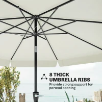 Outsunny 2.7m Patio Parasol Garden Umbrellas with Aluminium Pole, UPF 50+ Outdoor Sun Shade Table Umbrella with Tilt, Crank, 8 Ribs, Ruffles, White(m-7)